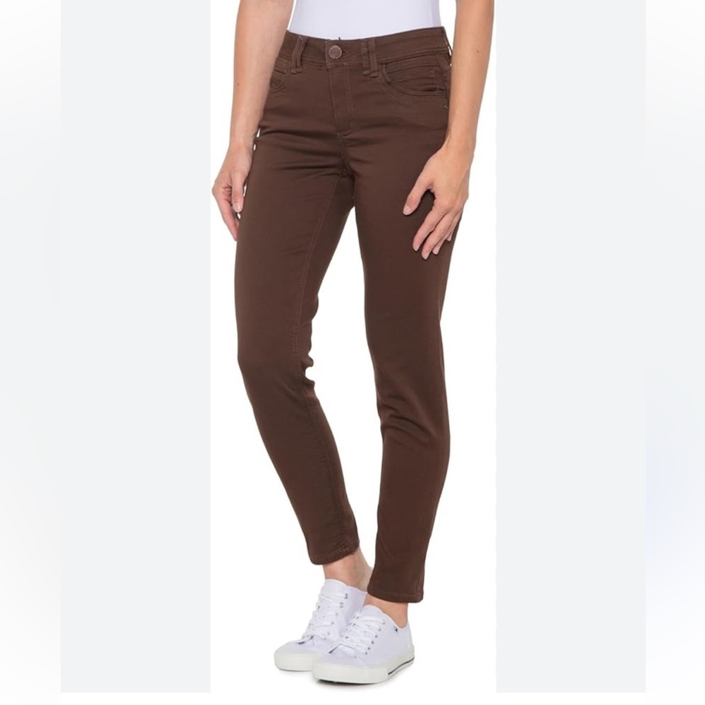 DEMOCRACY AB HIGH RISE BROWN SLIM STRAIGHT CARPENTER PANTS